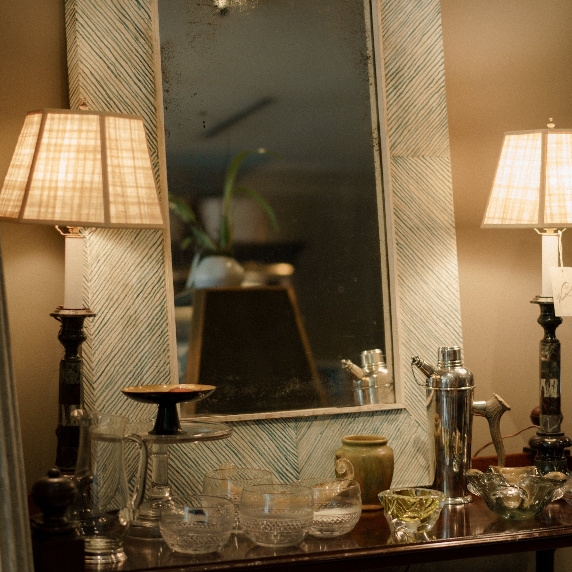 Large Venetian Strié Mirror with Antiqued Glass No. 1