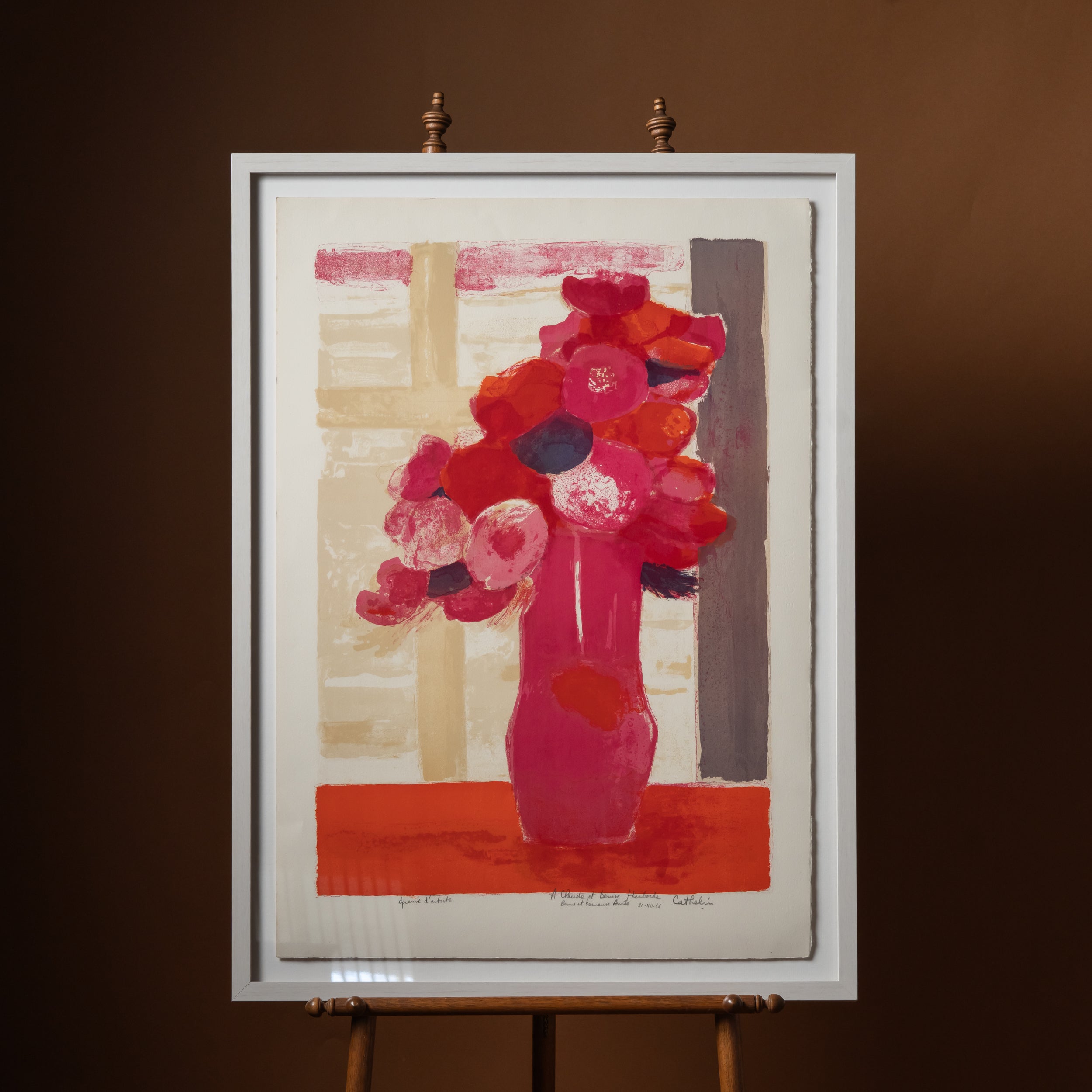 "Bouquet de Noél" Framed Lithograph