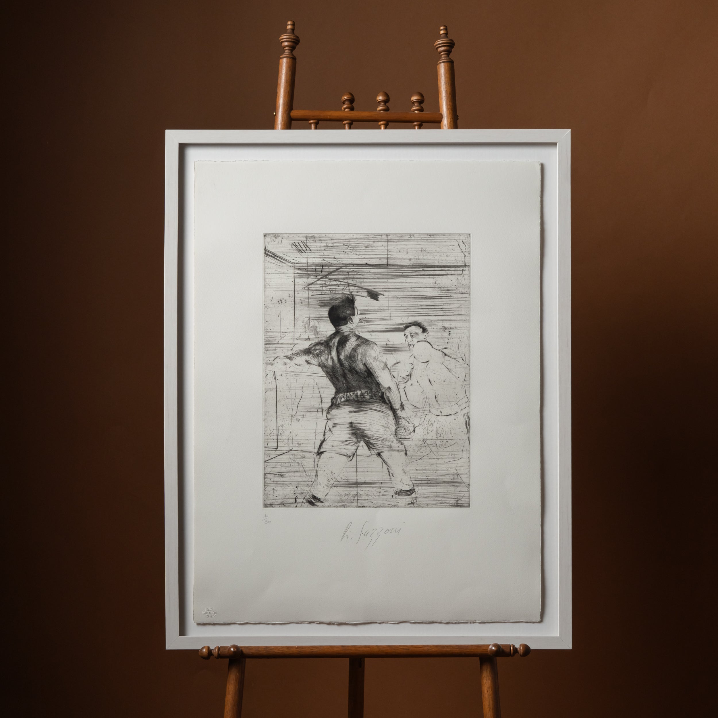 "Boxeurs" Framed Engraving