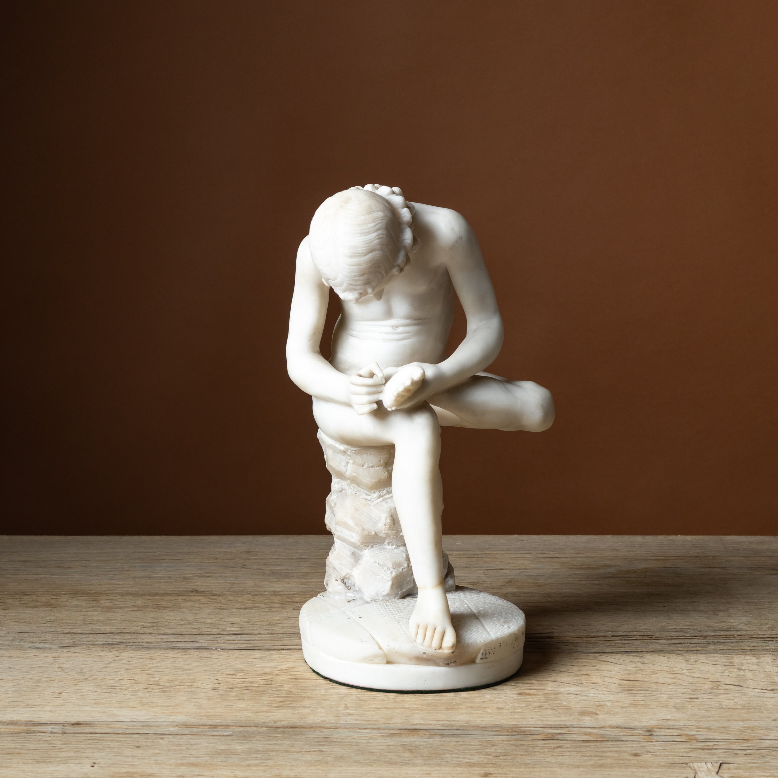 Italian Carved Spinario Alabaster Sculpture