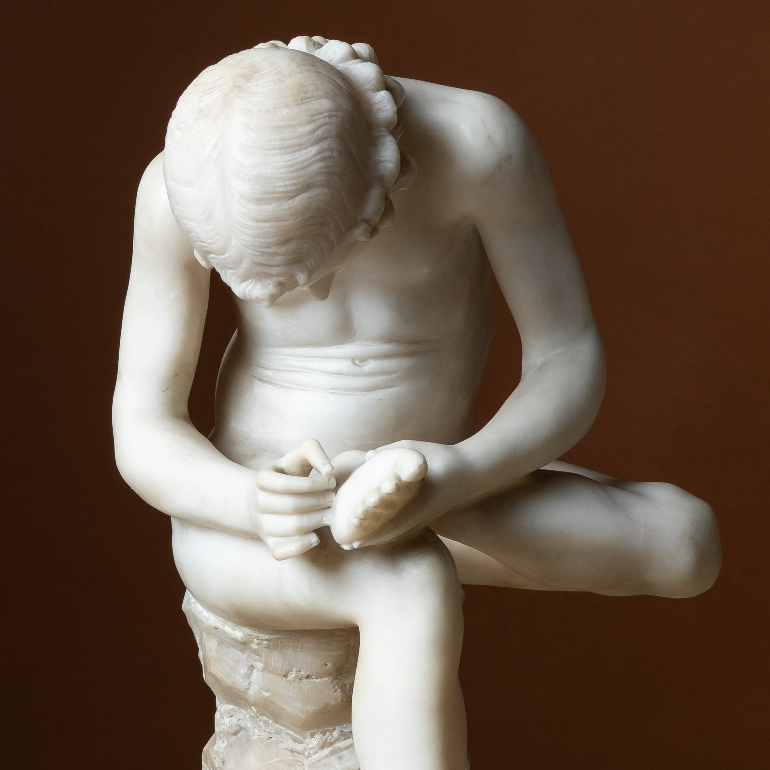 Italian Carved Spinario Alabaster Sculpture