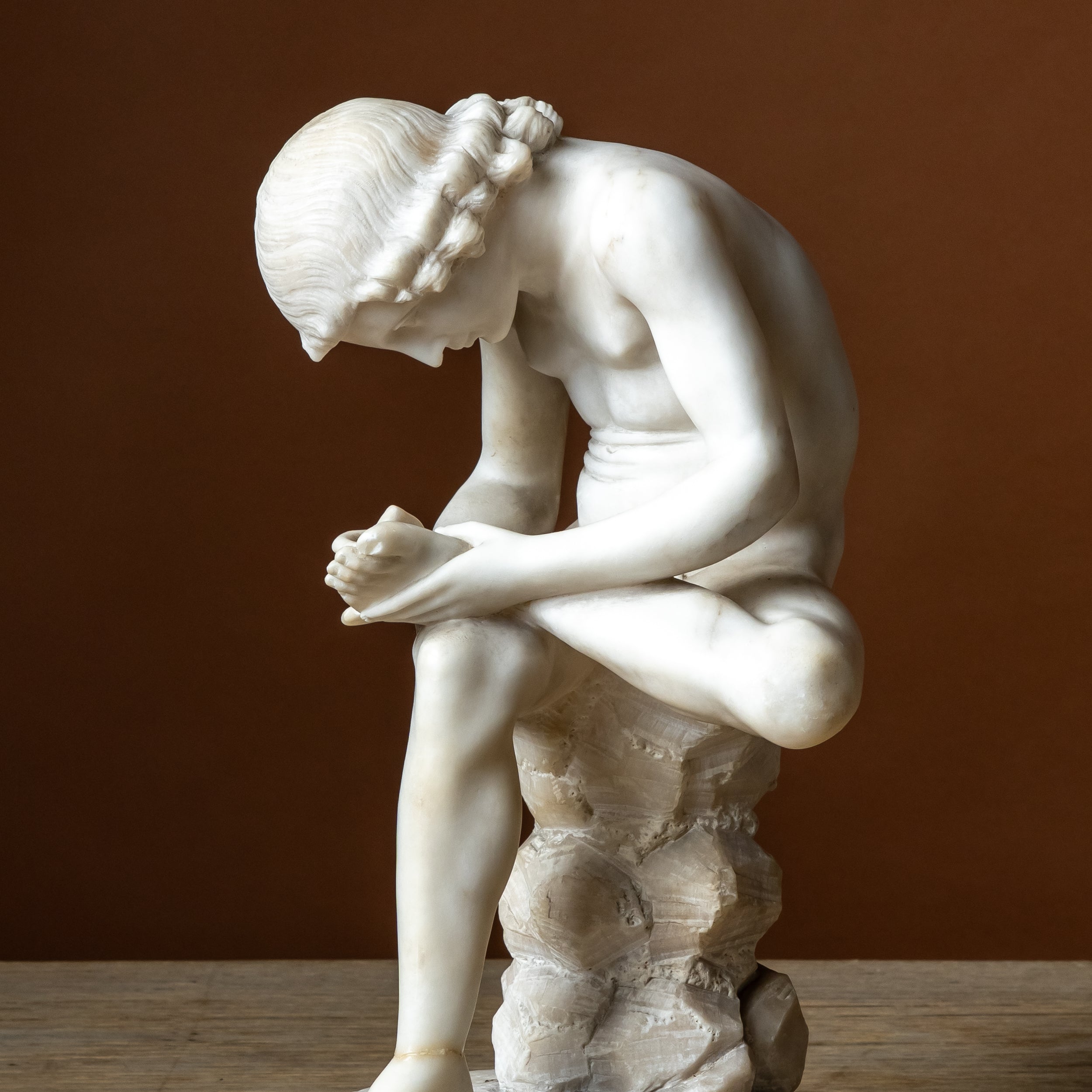 Italian Carved Spinario Alabaster Sculpture