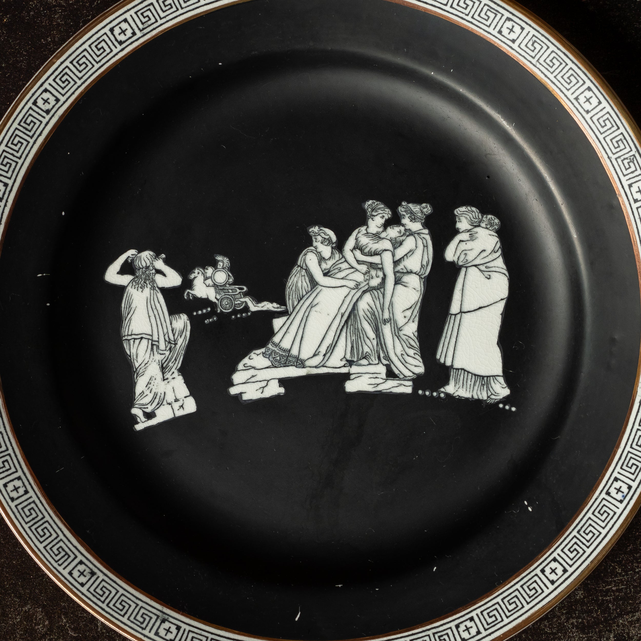 Pair of 18th C. Greek Black Basalt Plates