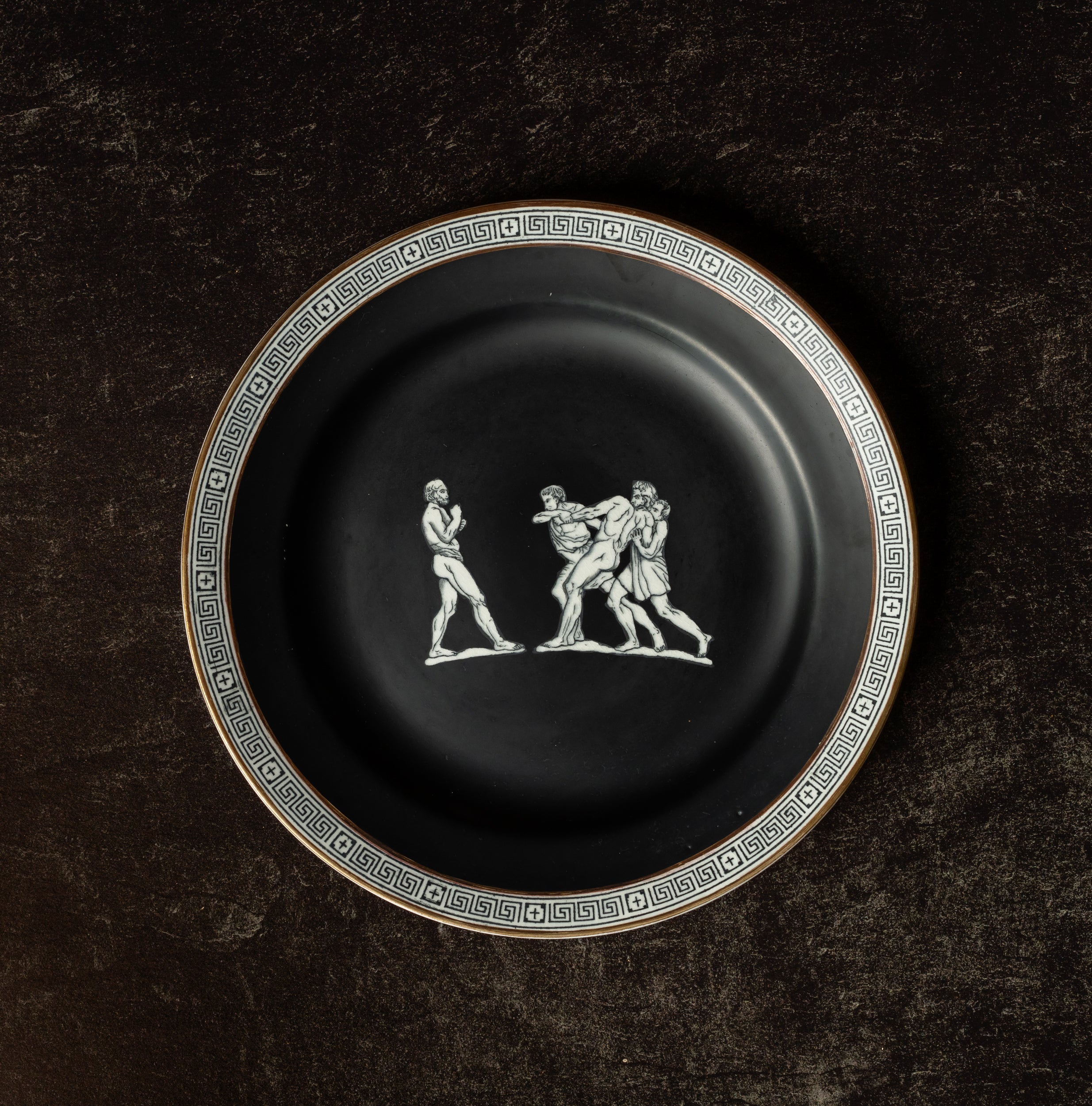 Pair of 18th C. Greek Black Basalt Plates