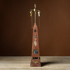 Inlaid Stone Obelisk Lamp Base