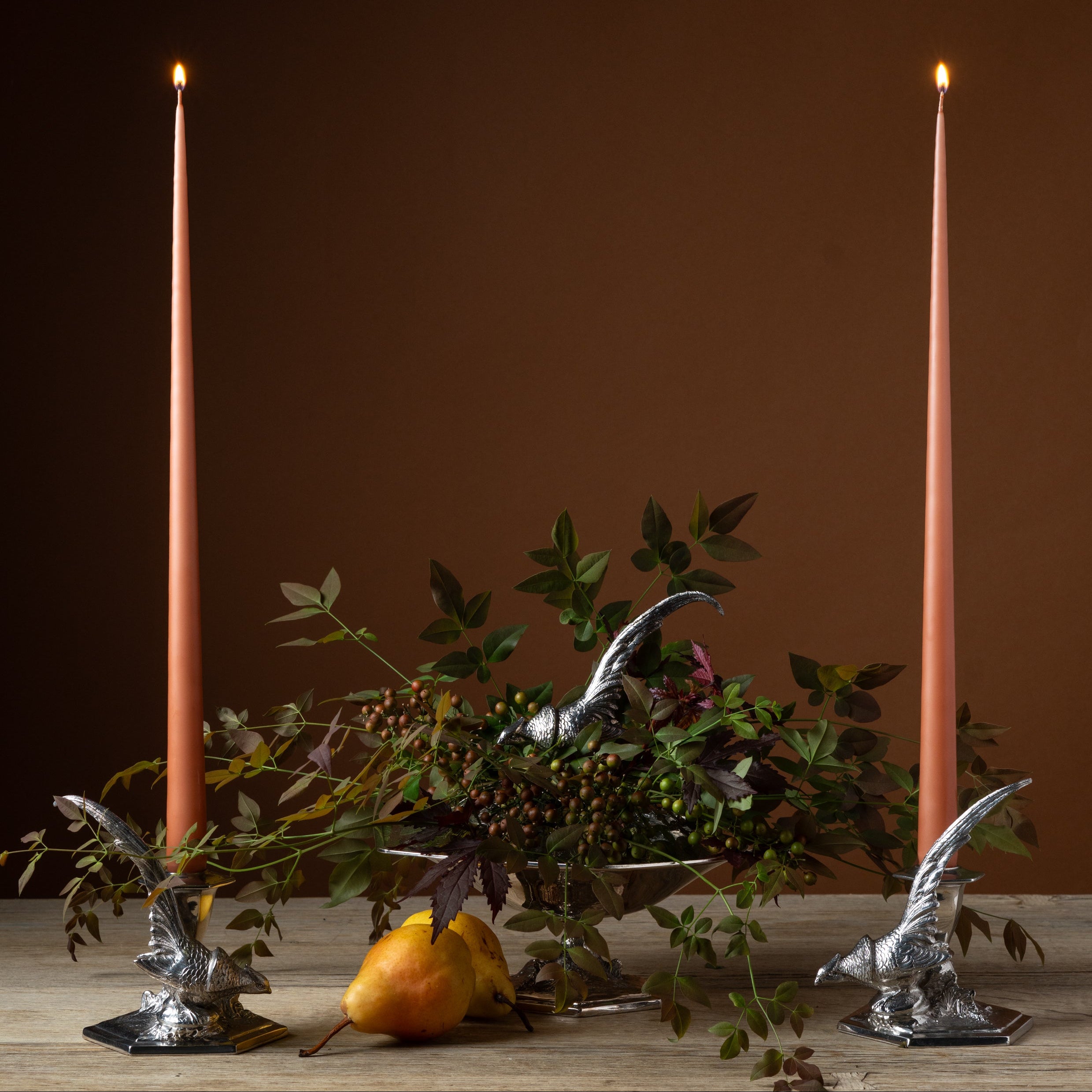 Edwardian Silver Plate Pheasant Centerpiece & Candlesticks