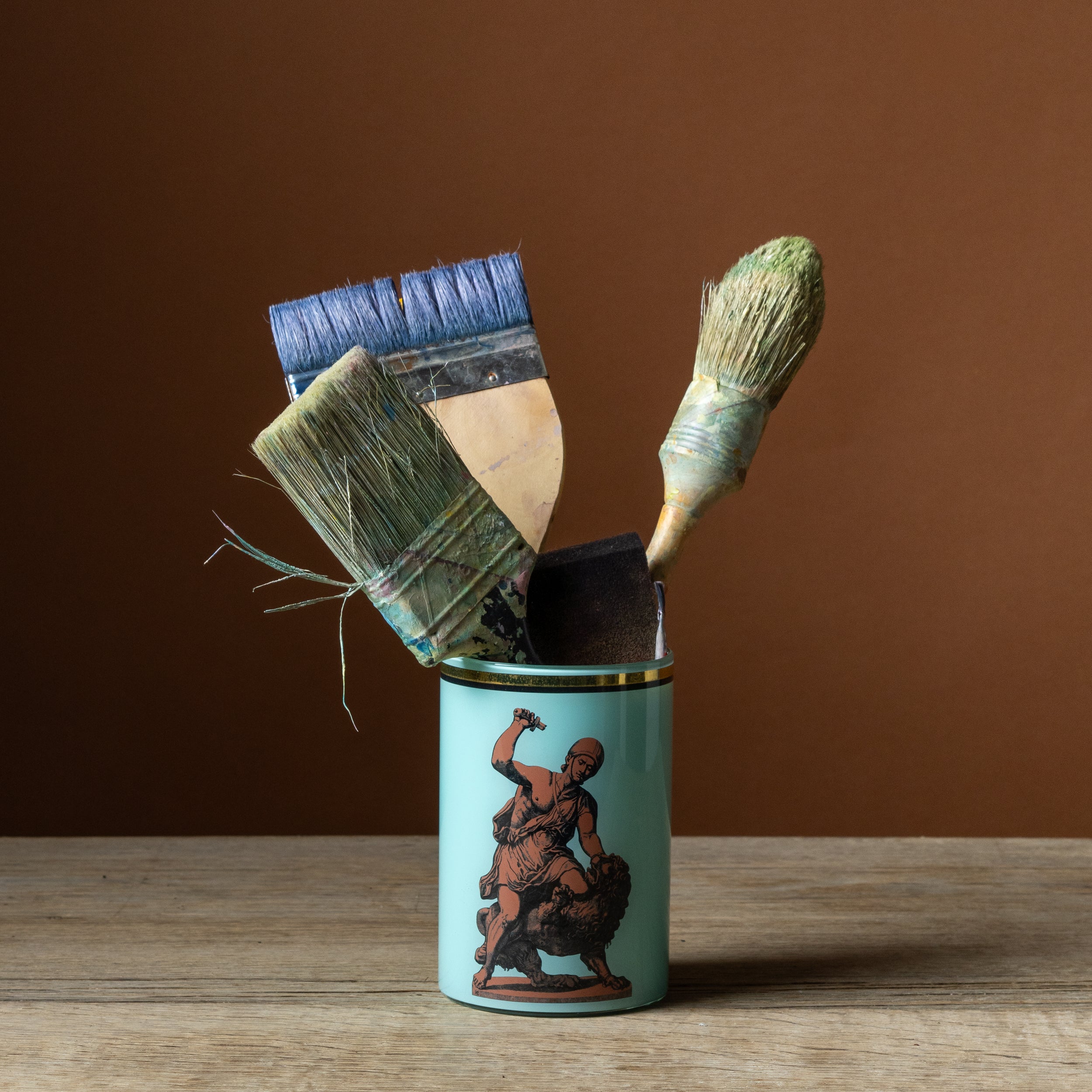 Roman Soldier & Lion Brush Pot No. 2