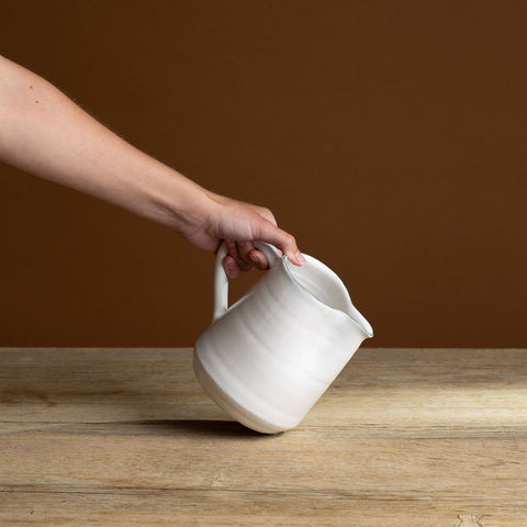 White with Green Rim Pitcher