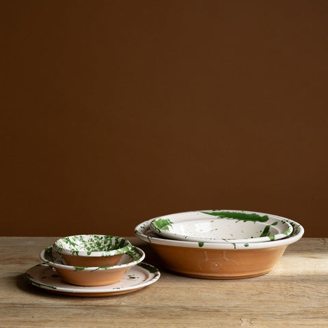 Large Green Splatterware Serving Dish