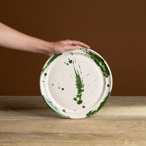 Green Splatterware Dinner Plate