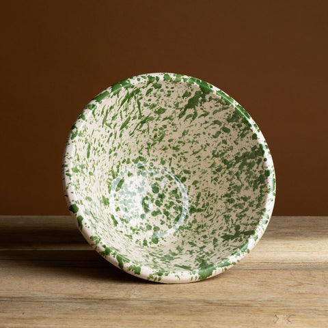 Green Splatterware Large Basin