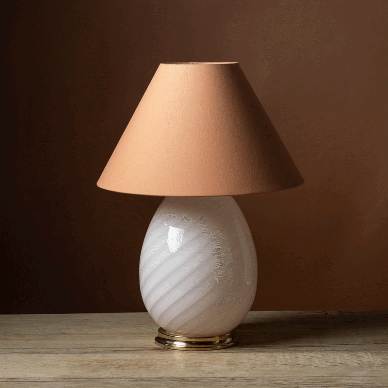 Pair of Swirl Murano Glass Egg Table Lamps c. 1970s